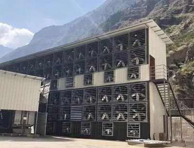 A large-scale mining farm powered by solar panels, showcasing the move towards renewable energy in crypto mining.